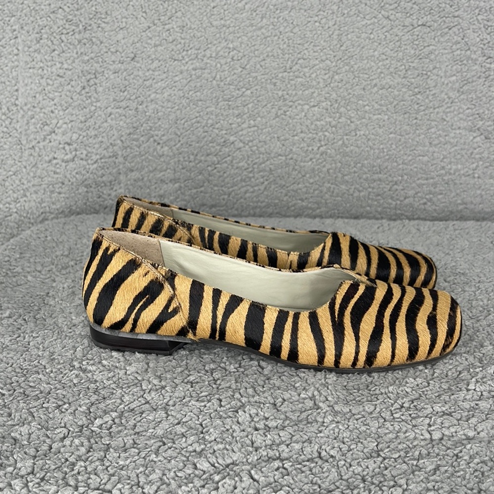 Antonio Melani Splendid gold black cow hair flats slip on size 8M shoes women